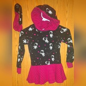 6t space hooded peplem dress by Sweet Stitch w/matching twisted head band